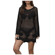 Women's Crochet Swim Cover-Up Long Sleeve Beach Dress