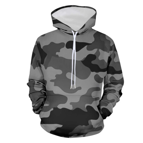 Sweat à capuche camouflage pour homme, coupe ample, long 1