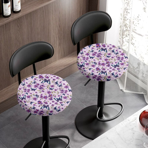 Butterfly Floral Bar Stool Covers Polyester 2-Piece Set 2
