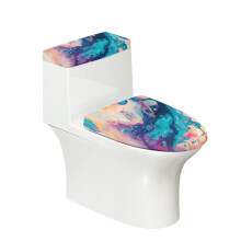 Toilet Cover Set Marble Pattern Polyester 2 Piece