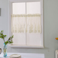 Lace Floral Embroidered Sheer Kitchen Valance 51x16 in White
