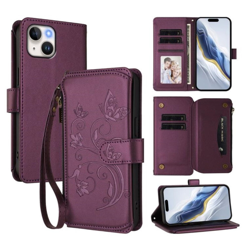 Iphone 13 Mini Magnetic Flip Stand Case Leather Dark/Purple 974856049660