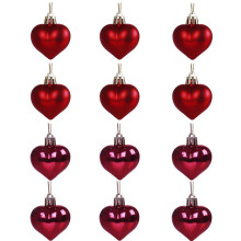 Heart-Shaped Christmas Ornament Set PVC 12 pcs