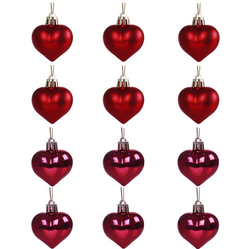 Heart-Shaped Christmas Ornament Set PVC 12 pcs