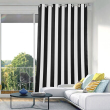 Blackout Curtains White Black Stripe 84x42 Inch Thermal