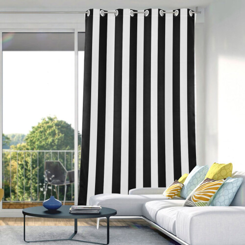 Blackout Curtains White Black Stripe 84x42 Inch Thermal