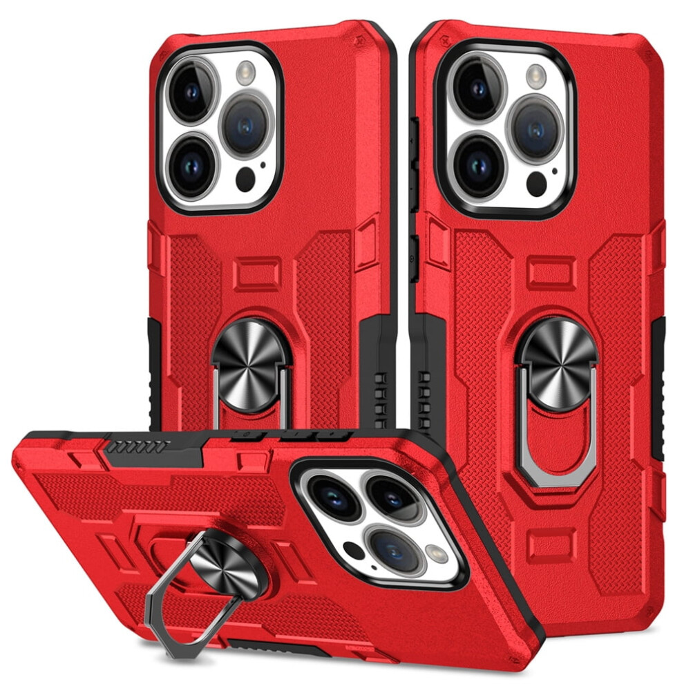 Defender Case For Iphone 16 Pro Max With Ring Holder Red 974856046270