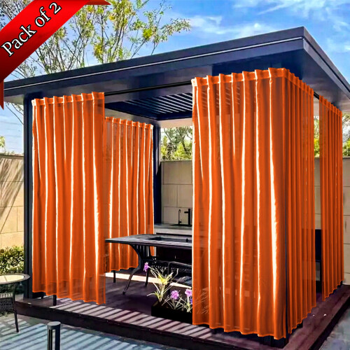 Outdoor Curtains Waterproof Light Filtering Grommet Orange