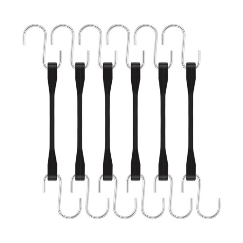 12X Cabos de Borracha com Ganchos de 6 Polegadas, Cabos Elásticos de Borracha, Tiras de Amarração de Borracha para Uso Externo com Ganchos S para 2
