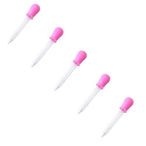 Pink Silicone Dropper 5ml 5 Pcs 1