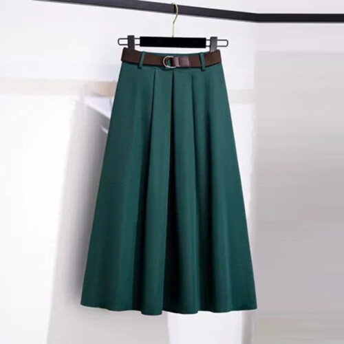 Women's Draped Midi Skirt Solid Retro A-Line Nylon Spandex