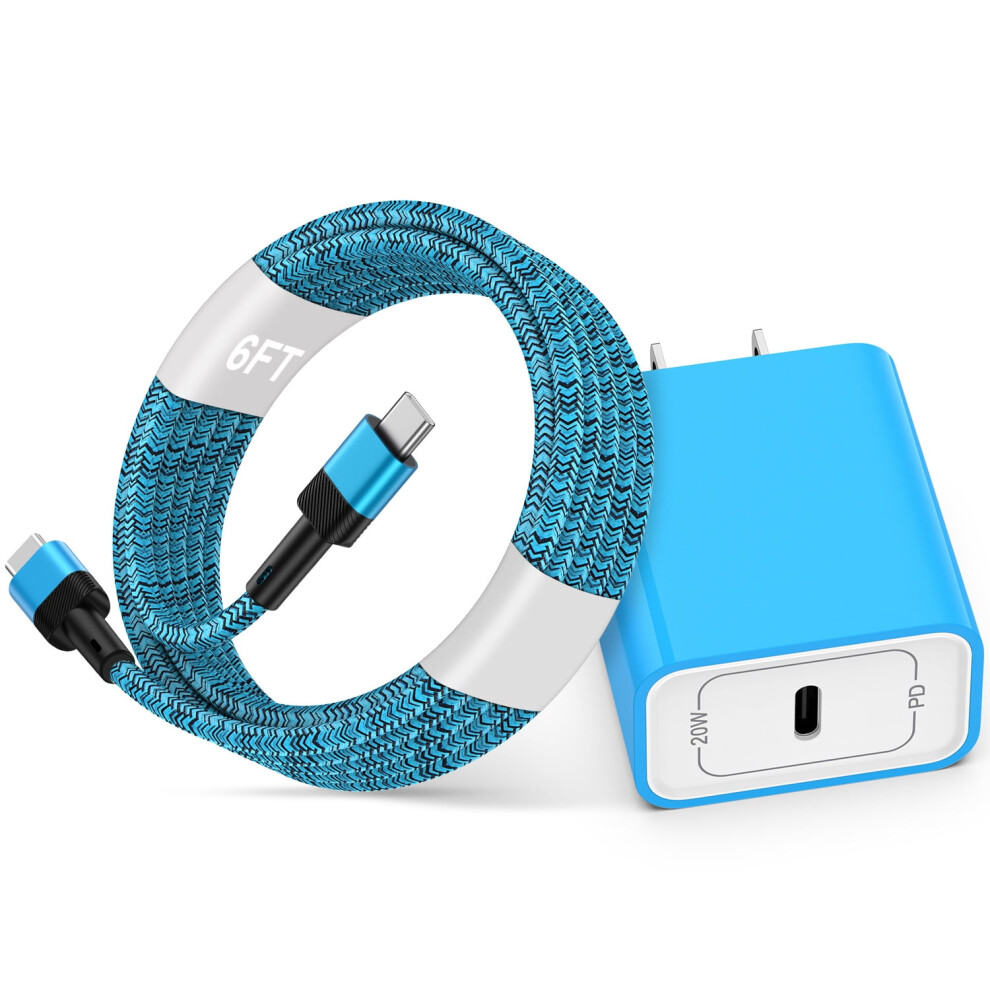 20W Usb-C Pd Wall Charger With 6Ft Type-C Cable Blue 913211541838