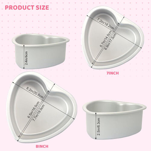 Heart-shaped cake pans aluminum 2 pcs