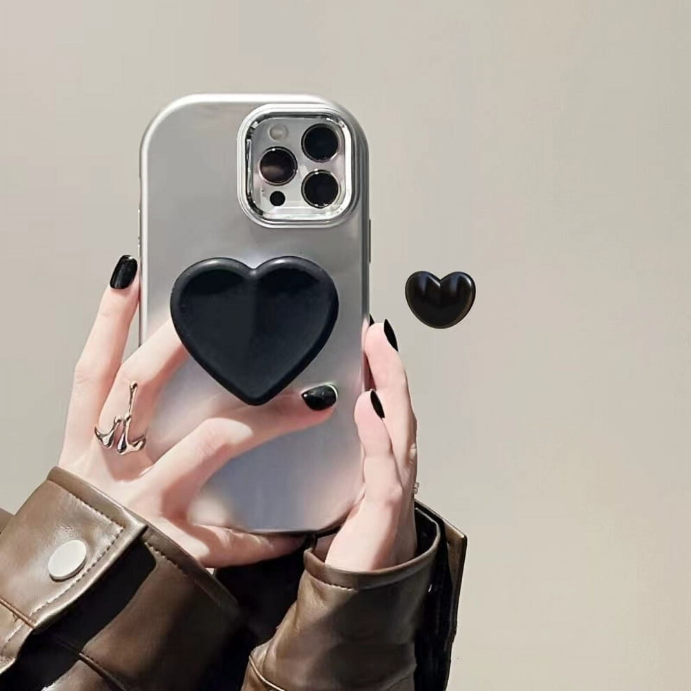 Heart Phone Case For Iphone 11Â15, Electroplated, Black 913211544723