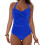 Women's Solid Ribbed Monokini Swimsuit Scoop Neck Low Back 2