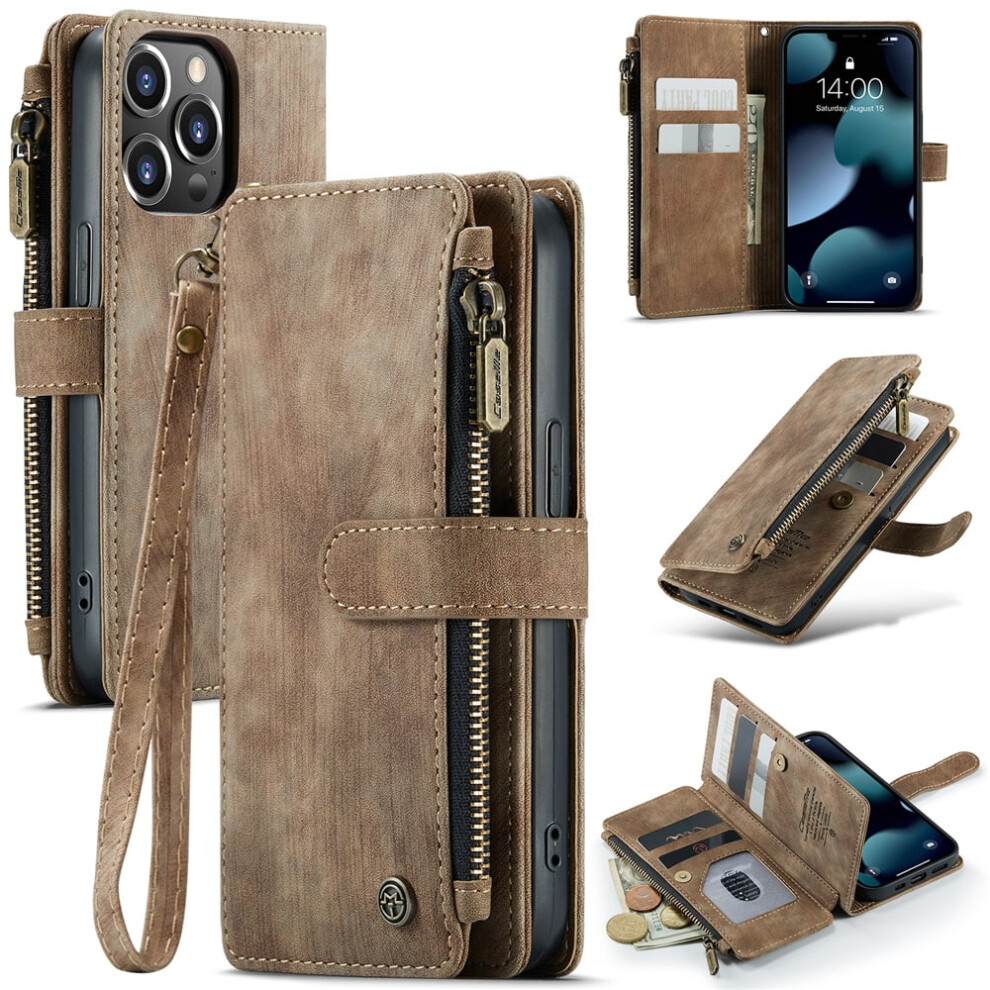 Caseme Iphone 13 Pro Wallet Case Pu Leather Brown 913211546581