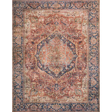 Layla Oriental distressed red navy area rug
