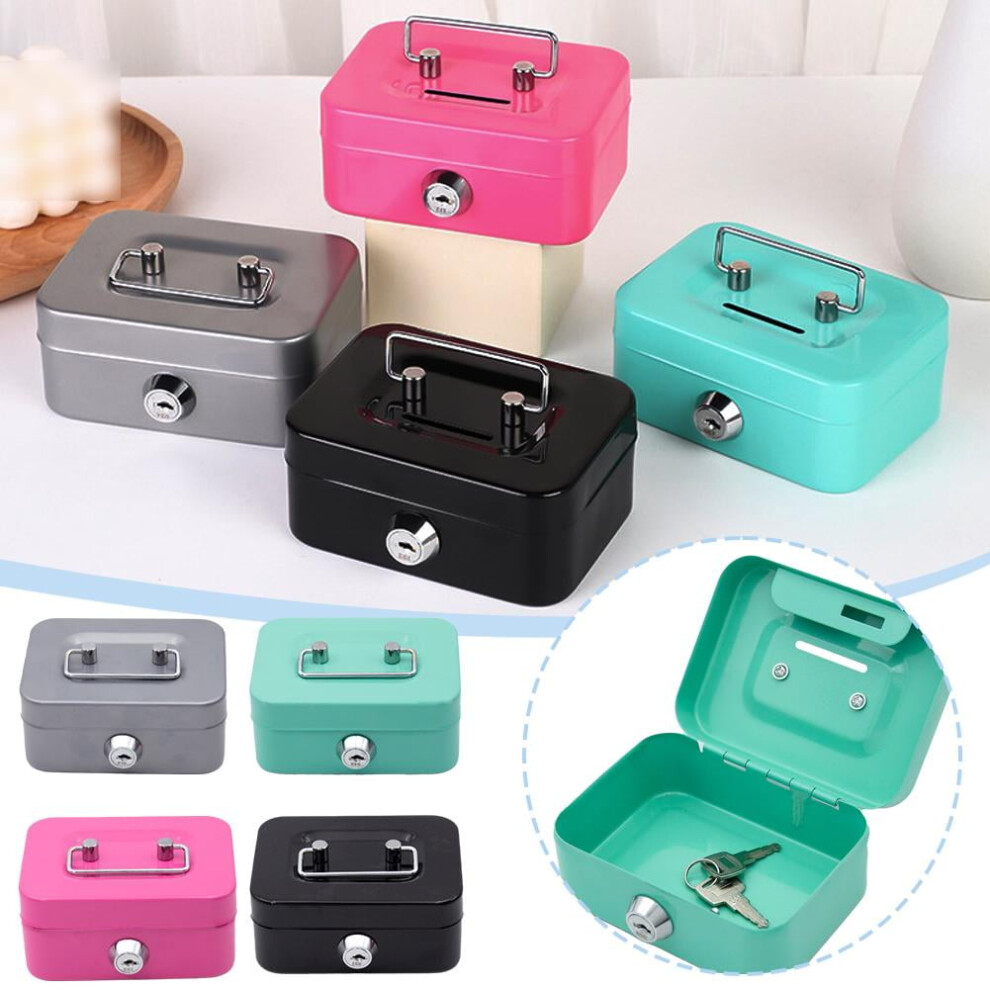 Metal Cash Box With Key Lock Steel Money Bank 9426043689261