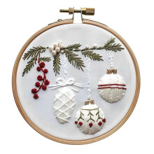 Christmas Embroidery Kit Holly Bauble for Adults and