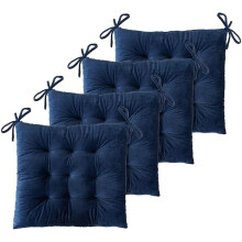 Dark Blue Square Chair Cushions with Ties 4-Pack 15.7 Inch