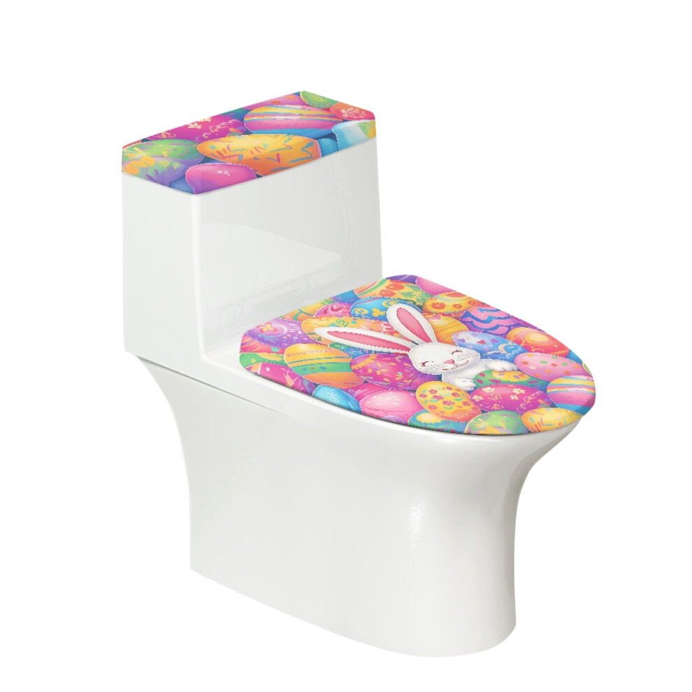 Rabbit Easter Egg Pattern Toilet Lid Cover Set 17X21 Inch 913211548042