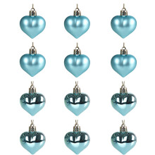 Light Blue Heart Christmas Baubles PVC 12 pcs 1.97 inch