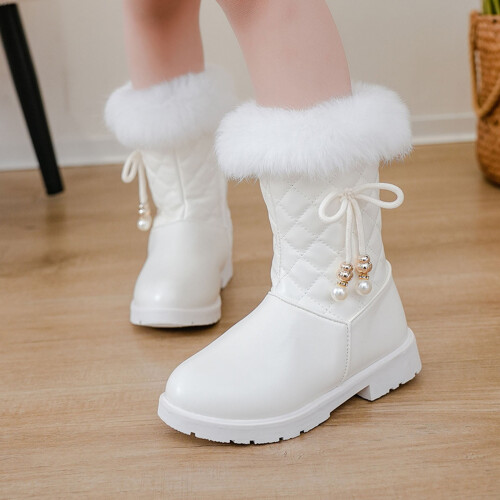 Girls' Winter Snow Boots with Platform Sole and Side Zip 1