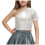 Girls One-Shoulder Short-Sleeve Sequin Crop Top 1