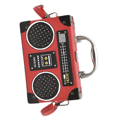 Γυναικεία βραδινή τσάντα clutch από δέρμα PU σε σχήμα ραδιοφώνου