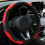 Red Microfiber Leather Steering Wheel Cover 38cm 1