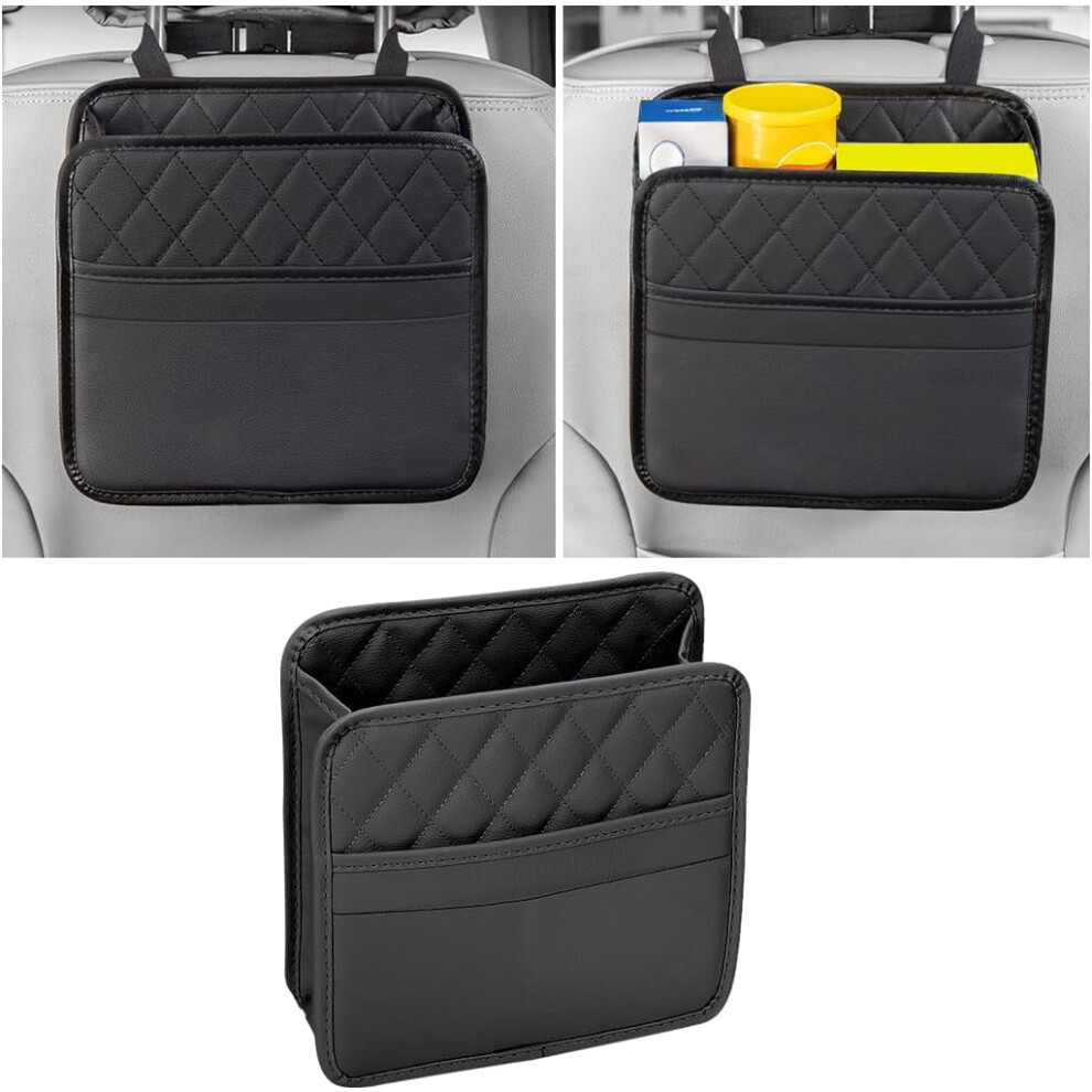 Car Seat Back Organizer Pu Leather Black 9122141699194