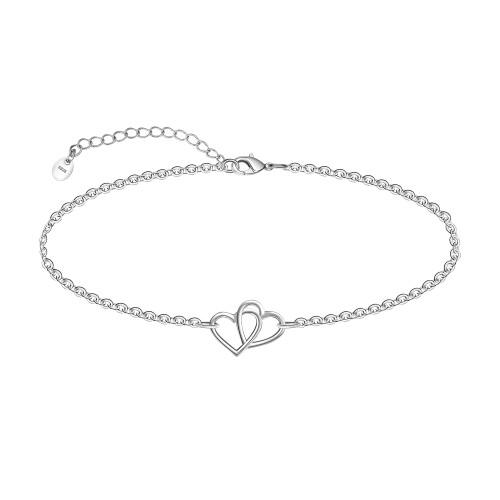 Sterling Silver Heart Bracelet with Cross and Fire Opal
