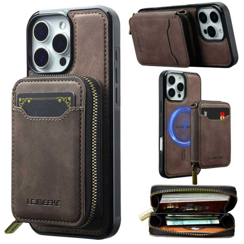 Leather Wallet Phone Case With Zipper Pocket For Iphone 16 913211538692
