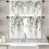 Green Eucalyptus Kitchen Curtains Set – Watercolor Floral 1