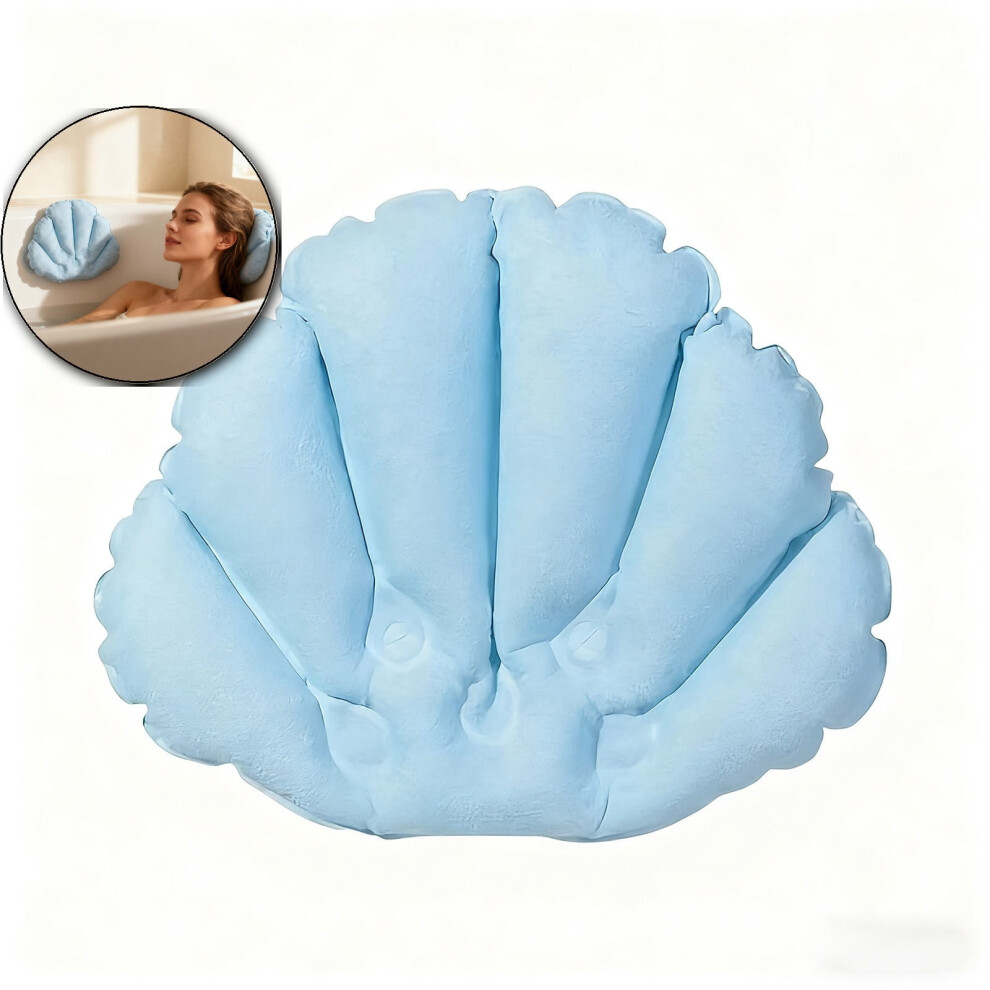 Inflatable Seashell Bath Pillow PVC Headrest with Suction