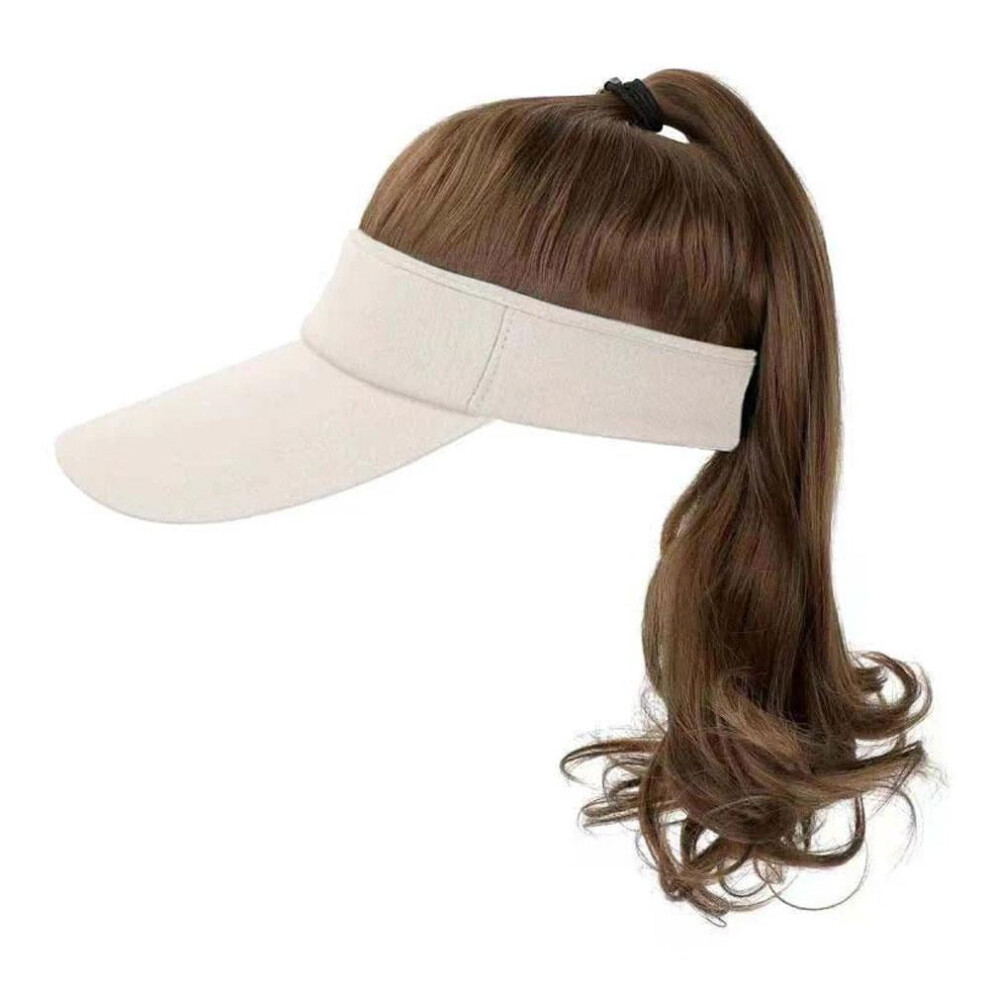 Women's Baseball Hat Wig with Curly Synthetic Ponytail