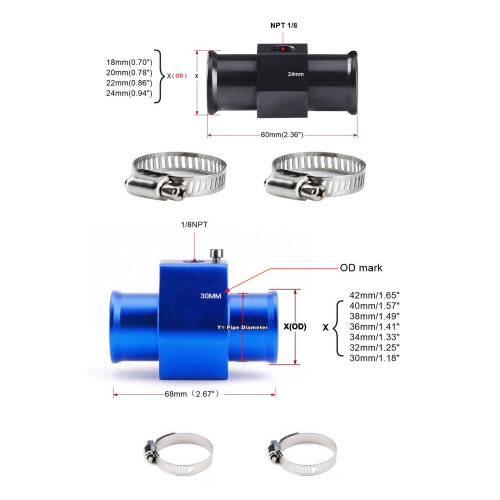 Water Temperature Meter Joint Pipe Radiator Adapter 18-40 mm 2