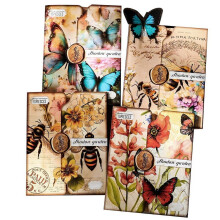 Scrapbook Paper Vintage Butterfly Honeybee Flowers 80 Sheets