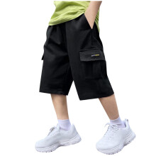 Boy's Baggy Cargo Shorts Black Straight Leg 13-14 Years