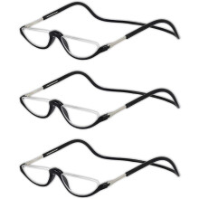 3-pack magnetiska läsglasögon för män och kvinnor - justerbara tinningar för datorläsare - läsglasögon med nackrem