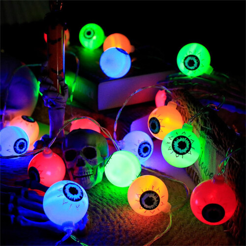 Halloween øyeeplelys grønne utendørs 20LED