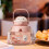 Gourde Kawaii rose avec paille et sangle ajustable 4