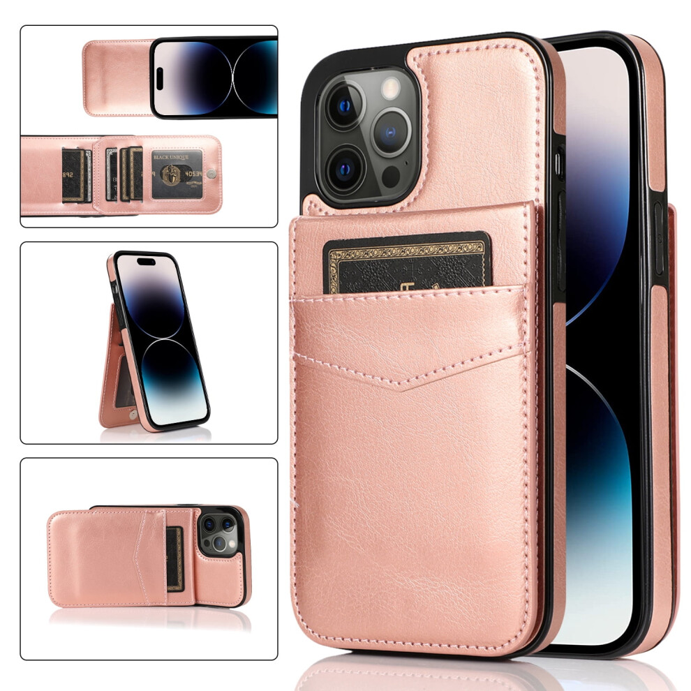 Pu Leather Wallet Phone Case For Iphone 15 Pro Max Rose Gold 937196003501