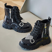 Botas cortas infantiles con cremallera lateral, estilo británico.