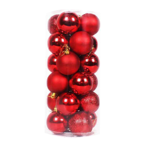 Red Christmas Balls Shatterproof 24PCS 40mm
