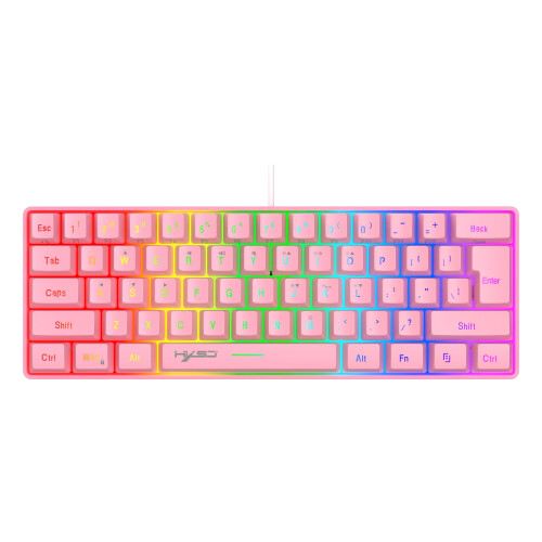 Mini 60% RGB Backlit Keyboard Wired Waterproof Pink