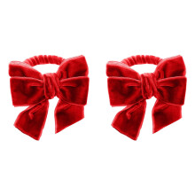 Red Velvet Bow Napkin Rings for Table Decor 2PCS