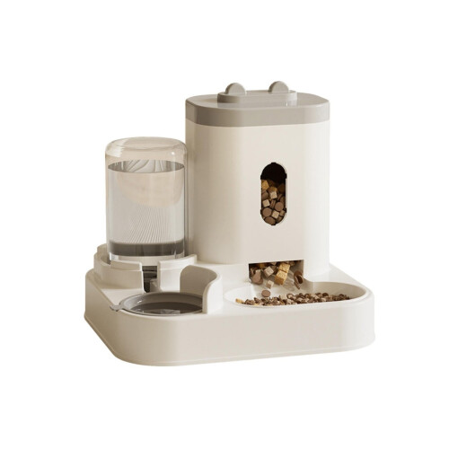 Automatic Dual Bowl Pet Feeder and Water Dispenser Gray 1