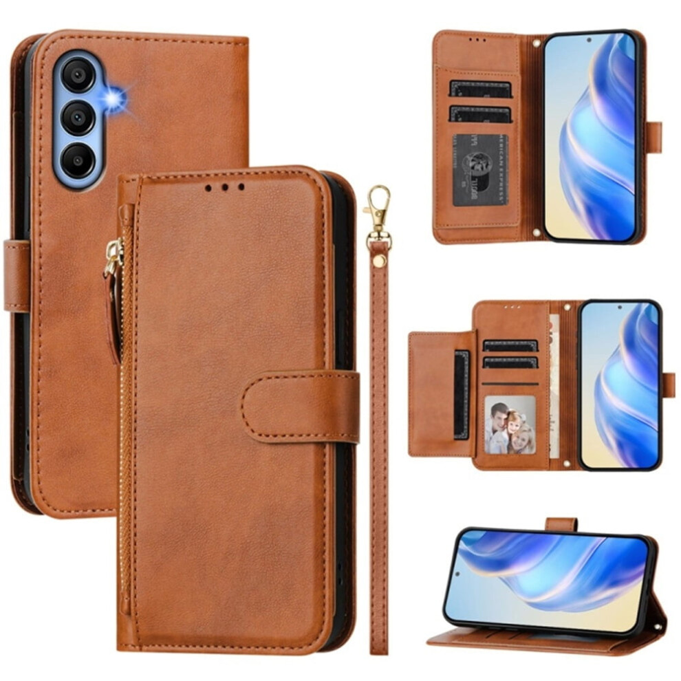 Samsung Galaxy A15 4G/5G Leather Wallet Case 6.5 Inch Brown 913211561607