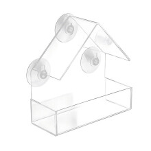 Hrănitoare pentru păsări cu fereastră transparentă și ventuze pentru cardinali